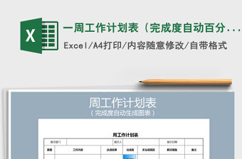 2021年一周工作計劃表（完成度自動百分比）