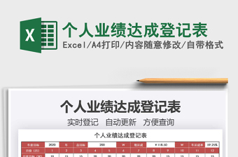 2021年個人業(yè)績達成登記表