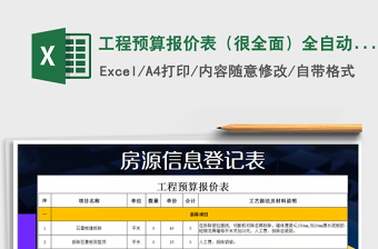 2021年工程預(yù)算報價表（很全面）全自動計算