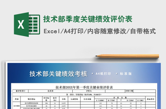 2021年技术部季度关键绩效评价表