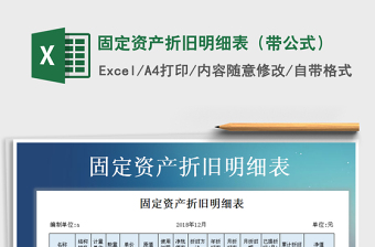 2021年固定資產(chǎn)折舊明細表（帶公式）