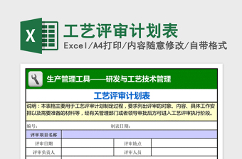 2021年工藝評(píng)審計(jì)劃表