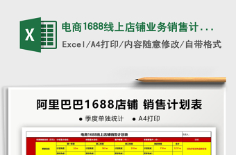 2021年電商1688線上店鋪業(yè)務銷售計劃表
