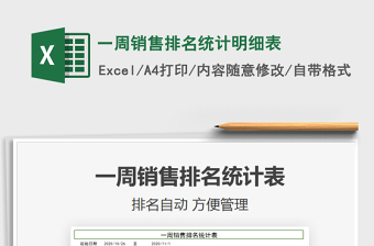 2021年一周銷售排名統(tǒng)計明細表