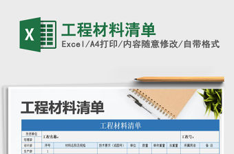 2021年工程材料清單