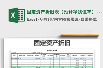 2021年固定資產(chǎn)折舊表（預計凈殘值率）自動生成
