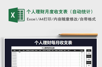 2021年個人理財月度收支表（自動統(tǒng)計）