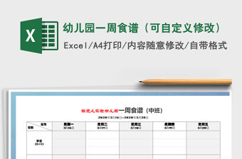 2021年幼兒園一周食譜（可自定義修改）