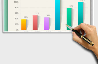 2021年彩色漸變帶陰影柱形圖表模板
