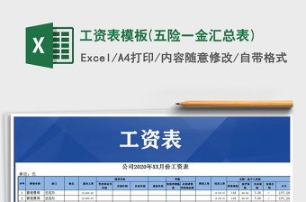 2021年工資表模板(五險(xiǎn)一金匯總表)