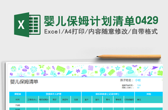 2021年嬰兒保姆計(jì)劃清單0429
