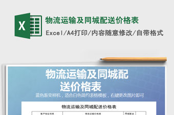 2021年物流運輸及同城配送價格表