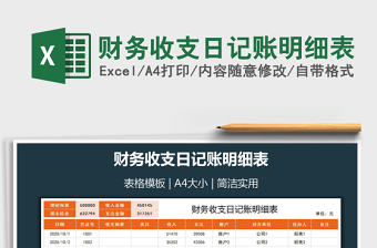 2021年財務(wù)收支日記賬明細表
