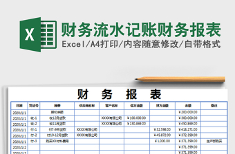 2021年財務(wù)流水記賬財務(wù)報表