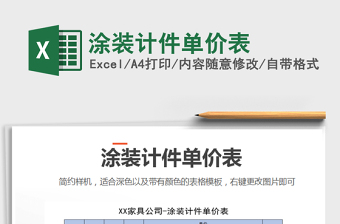 2021年涂裝計(jì)件單價(jià)表