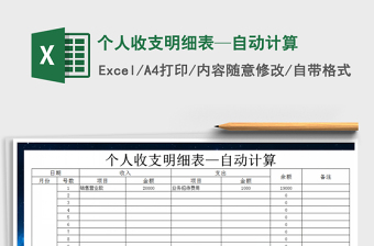 2021年個人收支明細表—自動計算