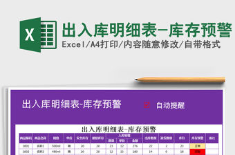 2021年出入庫明細表-庫存預警