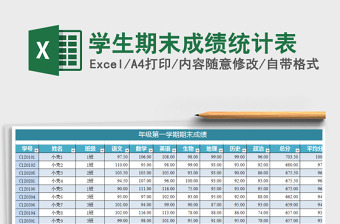 小学2022年秋学期期末学生测试成绩填报表·xIsx