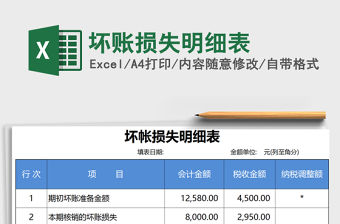 2021年壞賬損失明細表