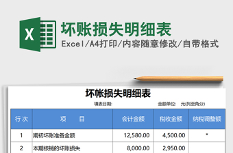 2021年壞賬損失明細(xì)表
