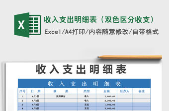 2021年收入支出明細表（雙色區(qū)分收支）