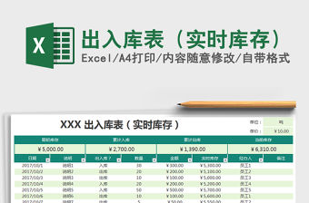 2021年出入庫表（實時庫存）