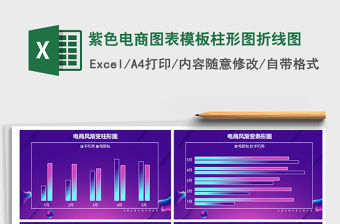 2021年紫色電商圖表模板柱形圖折線圖
