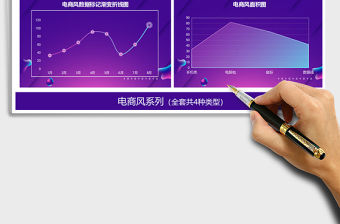 2021年紫色電商圖表模板柱形圖折線圖