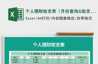 2021年个人理财收支表（月份查询&收支)