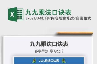 2021年九九乘法口訣表