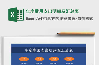 2021年年度費用支出明細及匯總表