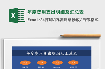 2021年年度費用支出明細(xì)及匯總表