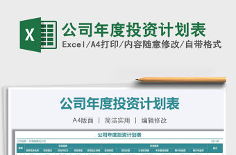 2021年公司年度投資計劃表