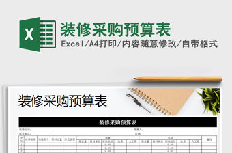 2021年裝修采購預算表