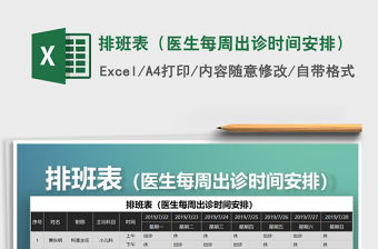 2021年排班表（醫(yī)生每周出診時(shí)間安排）