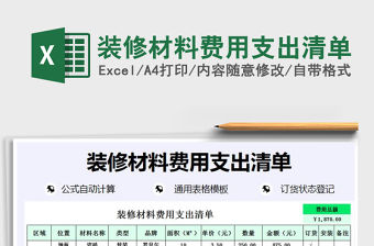 2021年裝修材料費用支出清單