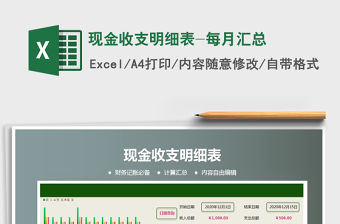 2021年現金收支明細表-每月匯總免費下載