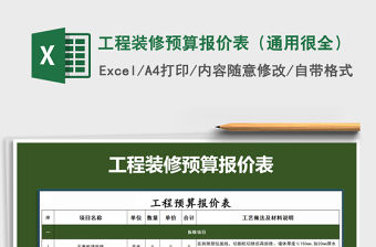 2021年工程裝修預算報價表（通用很全）