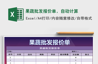 2021年果蔬批發(fā)報價單，自動計算