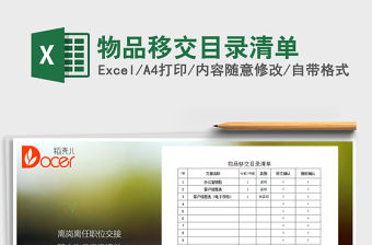 2021年物品移交目錄清單