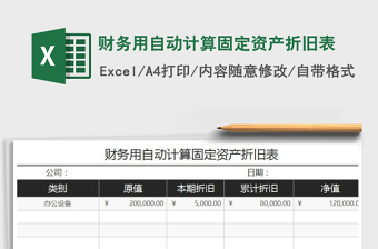 2021年財(cái)務(wù)用自動(dòng)計(jì)算固定資產(chǎn)折舊表