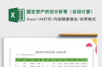 2021年固定資產(chǎn)折舊分析表（自動計算）免費下載