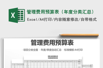 2021年管理費用預算表（年度分類匯總）