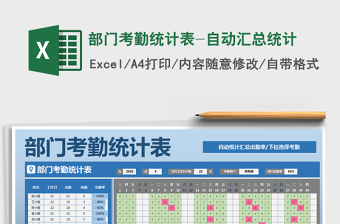 2021年部門考勤統(tǒng)計表-自動匯總統(tǒng)計