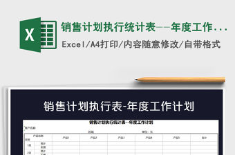 2021年銷售計劃執(zhí)行統(tǒng)計表--年度工作計劃