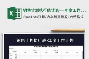 2021年銷售計(jì)劃執(zhí)行統(tǒng)計(jì)表--年度工作計(jì)劃