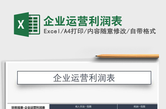2021年企業(yè)運(yùn)營利潤表