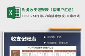 2021年財務收支記賬表（按賬戶匯總）