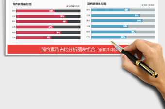 2021年簡約素雅完成比例柱形圖條形圖表