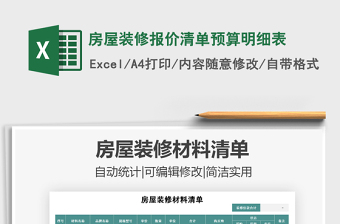 2021年房屋裝修報價清單預算明細表